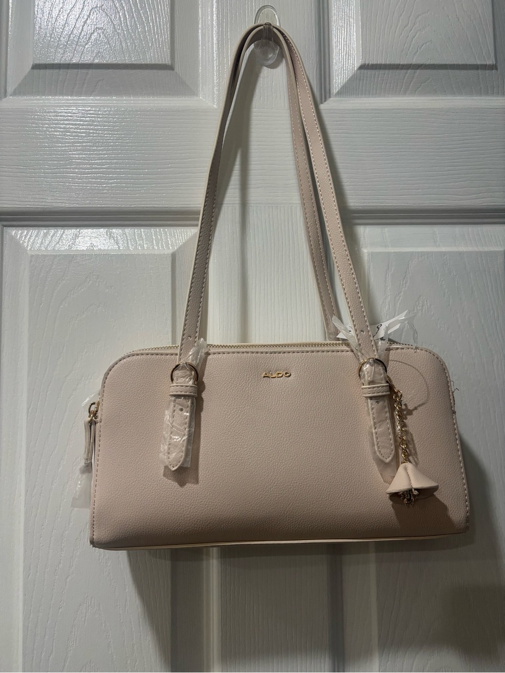 ALDO Cream Shoulder Bag with Gold Charm